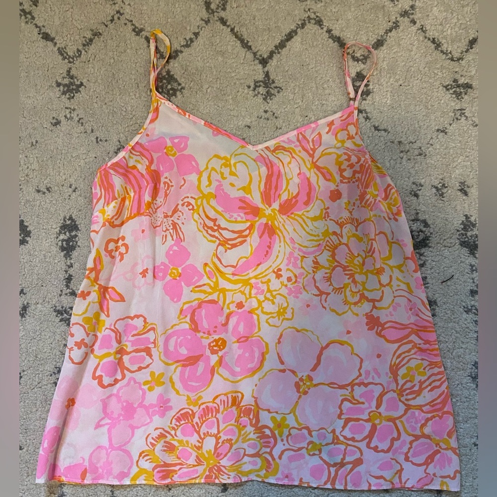 Lilly Pulitzer adjustable strap silk tank top